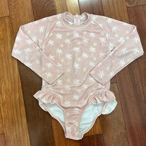Gorgeous Salty Swimwear one-piece suit with long sleeves and ruffled bottom 5T